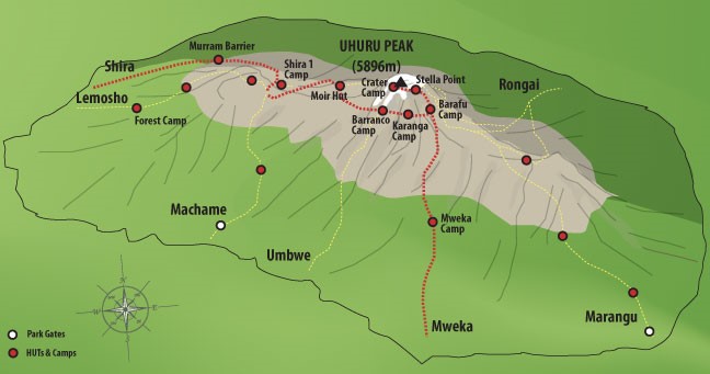 8 jours Kilimandjaro - Route Lemosho